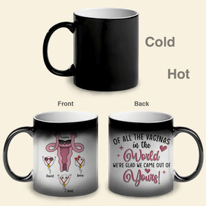 Glad We Came Out Of Yours, Personalized Magic Mug, Funny Mom and Sperms Coffee Mug, Mother's Day Gift For Mom - Magic Mug - GoDuckee