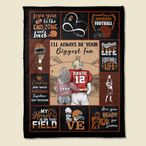 I'll Always Be Your Biggest Fan Personalized Football Couple Blanket, Personalized Gift For Football Fans - Blanket - GoDuckee