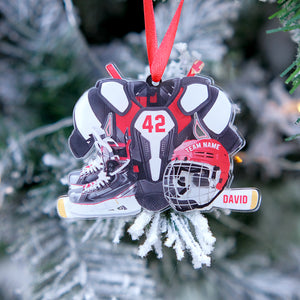 Hockey Gear Personalized Acrylic Ornament, Christmas Tree Decor for Hockey Players - Ornament - GoDuckee