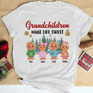 Grandchildren Make Life Sweet Personalized Gingerbread Grandma Shirt, Gift For Family - Shirts - GoDuckee