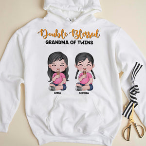 Double Blessed, Grandma Of Twins, Personalized Shirt, Gift For Grandma - Shirts - GoDuckee