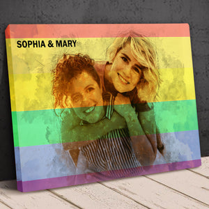 Custom LGBT Couple Photo Canvas Print, Gift For Couple - Poster & Canvas - GoDuckee