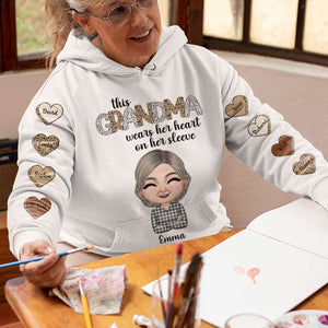 Wears Her Heart On Her Sleeve, Personalized 3D AOP Shirt, Grandma 3D Leopard Pattern Shirt, Mother's Day, Birthday Gift For Grandma - AOP Products - GoDuckee