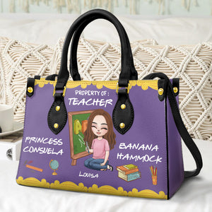 Property Of Teacher Princess Consuela Banana Hammock Personalized Leather Bag, Gift For Teacher - Leather Bag - GoDuckee