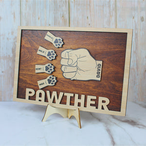 Fist Bump With Paws Personalized Layered Wood Sign Stand, Gift For Father's Day, Dog Lovers - Wood Sign - GoDuckee