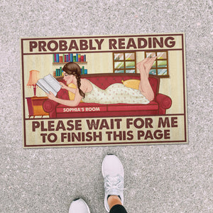 Probably Reading- Gift For Book Lover-Personalized Door Mat- Reading Book Door Mat - Doormat - GoDuckee