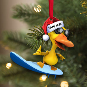 Surfing Yellow Ducks - Personalized Christmas Ornament - Gifts for Surfing Lovers - Ornament - GoDuckee