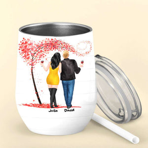 To The Love Of My Life, Drinking Ware Couple Tree Love Wine Tumbler Gift Happy Valentine Day - Wine Tumbler - GoDuckee