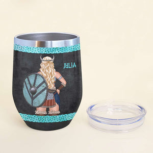Personalized Shieldmaiden Wine Tumbler - My Mother Didn't Raise A Princess - Wine Tumbler - GoDuckee