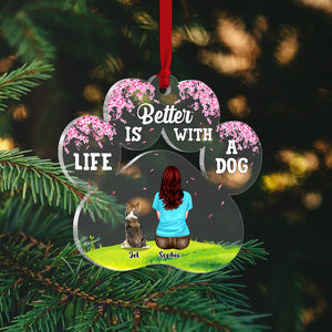 Life Is Better With Dogs Personalized Dog Girl Ornament, Christmas Tree Decor - Ornament - GoDuckee
