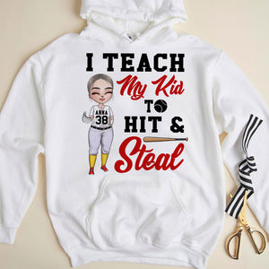 Baseball Girl I Teach My Kid To Hit And Steal Personalized Shirts - Shirts - GoDuckee