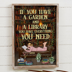 If You Have A Garden And A Library You Have Everything You Need - Personalized Reading Girl Canvas Print - Poster & Canvas - GoDuckee