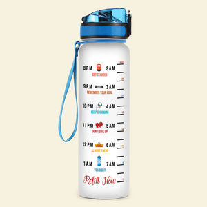 Personalized Gym Girl Water Tracker Bottle - If At First I Don't Succeed I Fix My Ponytail GYM2104 - Water Bottles - GoDuckee