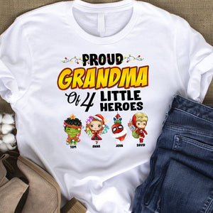 Family, Proud Grandma Of Little Heroes, Personalized Family Christmas Shirts - Shirts - GoDuckee