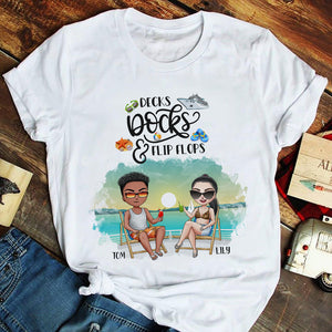 Decks Docks And Flip Flops Personalized Cruising Shirts Couple Drinking - Shirts - GoDuckee