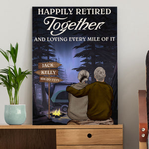 Personalized Camping Old Couple Poster - Happily Retired Together - Old Couple Shoulder to Shoulder - Poster & Canvas - GoDuckee