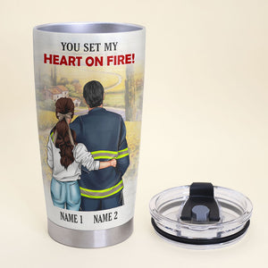 Personalized Firefighter Tumbler Cup - Just A Girl Who Fell In Love With A Knight Firefighter - Firefighter's Wife - Tumbler Cup - GoDuckee