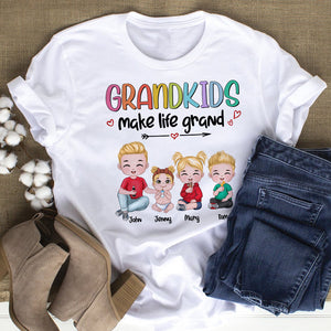 Grandkids Make Life Grand Personalized Grandma Shirt, Gift For Family - Shirts - GoDuckee