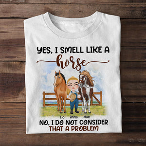Yes I Smell Like A Horse Personalized Shirt, Gift For Farmer, Farmer's Chibi Horse Shirt - Shirts - GoDuckee