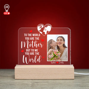 To Me You Are The World, Personalized Led Light For Mom With Image Upload - Led Night Light - GoDuckee