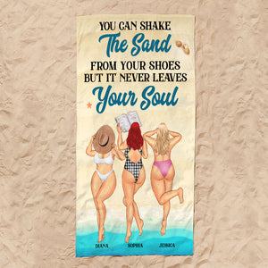 Shake The Sand From Your Shoes - Personalized Beach Towel - Gifts For Big Sister, Sistas, Girls Trip - Sunbathing Girls - Beach Towel - GoDuckee