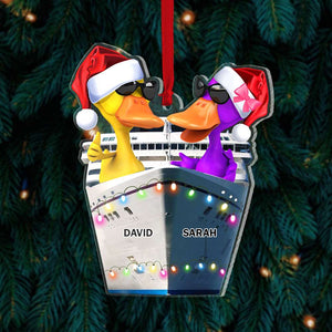 Personalized Cruise Ship Happy Cruising Ducks Acrylic Custom Shape Ornament Christmas Tree Decor - Ornament - GoDuckee