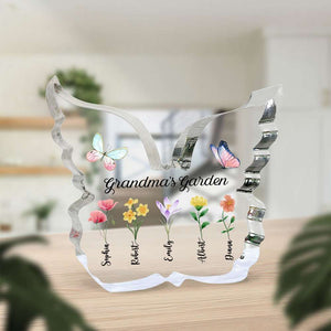 Grandma's Garden, Custom Shaped Acrylic Plaque, Flower Garden Acrylic Plaque, Gift For Grandma - Decorative Plaques - GoDuckee