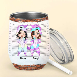 We're Always Together, Personalized Besties Wine Tumbler - Wine Tumbler - GoDuckee