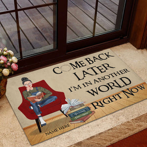 Personalized Reading Girl Doormat - Come Back Later I Am In Another World Right Now - Doormat - GoDuckee