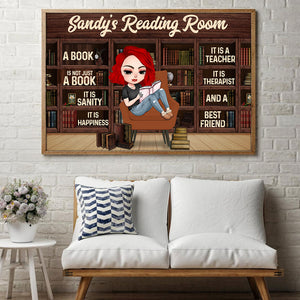 Personalized Reading Girl Poster - A Book Is Not A Book It Is Sanity It Is Happiness - Poster & Canvas - GoDuckee