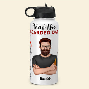 Personalized Bearded Man Water Bottle - Fear The Bearded Dad - Water Bottles - GoDuckee