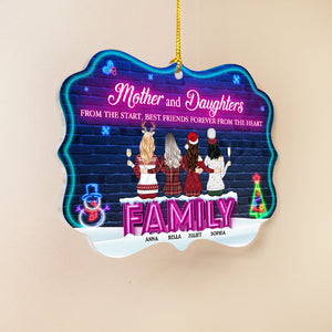Mother And Daughters From The Starts Best Friends Personalized Medallion Acrylic Ornament, Christmas Gift For Family - Ornament - GoDuckee