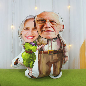 Custom Face Pillow, Love Family, Old Couple Happiness - Pillow - GoDuckee