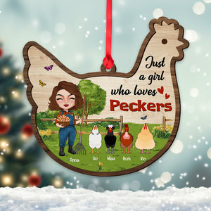 Just A Girl Who Loves Peckers Personalized Farm Girl Ornament, Christmas Tree Decor - Ornament - GoDuckee