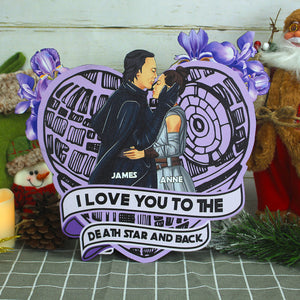 Couple Love You To The Planet And Back, Personalized Space Couple Wood Sign - Wood Sign - GoDuckee