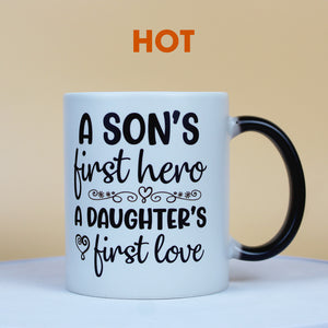 Dad A Son's First Hero A Daughter's First Love, Personalized Magic Mug, Father's Day Gifts - Magic Mug - GoDuckee