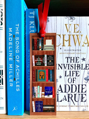 Bookshelf with Custom Book Cover and Spine, Personalized Wooden Bookmark, Gifts for Book Lovers - Bookmarks - GoDuckee