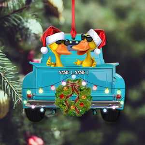 Pickup Truck Christmas Ornament - Personalized Duck Christmas Ornament - Gift For Couple - Ornament - GoDuckee