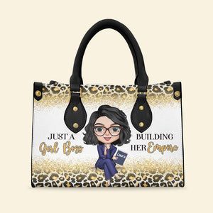 Just A Girl Boss Building Her Empire, Personalized Girl Boss Leather Bag - Leather Bag - GoDuckee