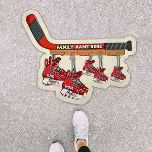Ice Hockey Skates & Equipment Shape Doormat - Custom Hockey Family's Name - Doormat - GoDuckee