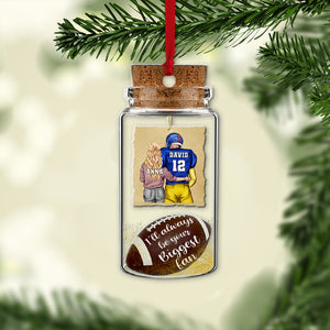 I'll Always Be Your Biggest Fan, Personalized Custom Shape Ornament, Football Couple Love Jars, Christmas Gift For Couple - Ornament - GoDuckee