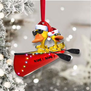 Canoeing Yellow Ducks - Personalized Christmas Ornament - Gifts for Canoe Lovers, Canoers - Ornament - GoDuckee