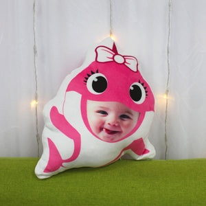 Custom Face Pillow, Love Family, Cute Little Pink Baby Shark - Pillow - GoDuckee