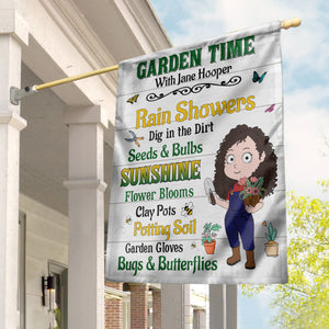 Garden Time Personalized Gardening Girl Flag Gift For Her - Flag - GoDuckee