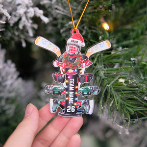 Personalized Hockey Drying Rack Ornament, Christmas Tree Decor for Ice Hockey Players - Ornament - GoDuckee
