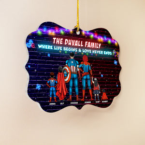 Where Life Begins And Love Never End Personalized Medallion Acrylic Ornament, Christmas Gift For Family - Ornament - GoDuckee
