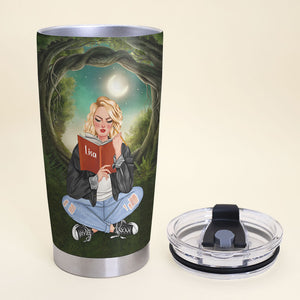 Happiness Is A Quiet Place And A Good Book Personalized Girl Reading Tumbler Gift For Her - Tumbler Cup - GoDuckee