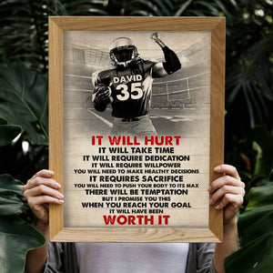 Vintage American Football Player Poster - It Will Heart It Will Take Time - Poster & Canvas - GoDuckee