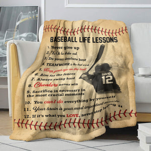 Baseball Player 12 Life Lessons Personalized Baseball Blanket - Blanket - GoDuckee