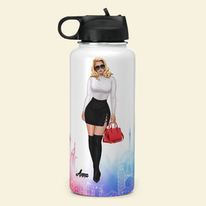 Personalized Girl Trip Water Bottle - Was Born With A Travel Destination List - Water Bottles - GoDuckee